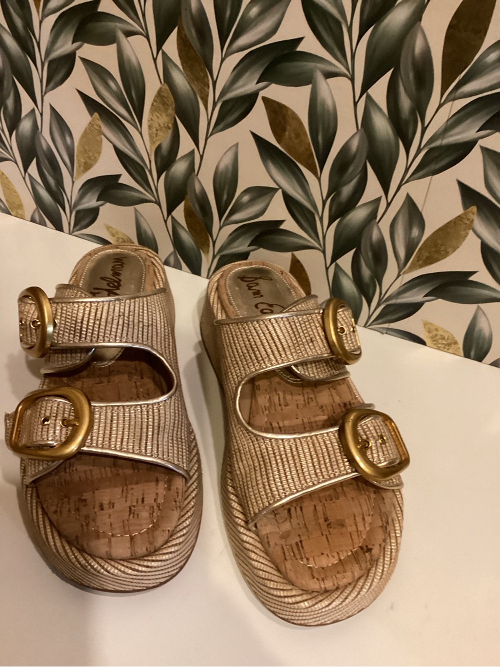 Sam Edelman NERISSA Gold Metallic Double-Buckle Kids Sandals